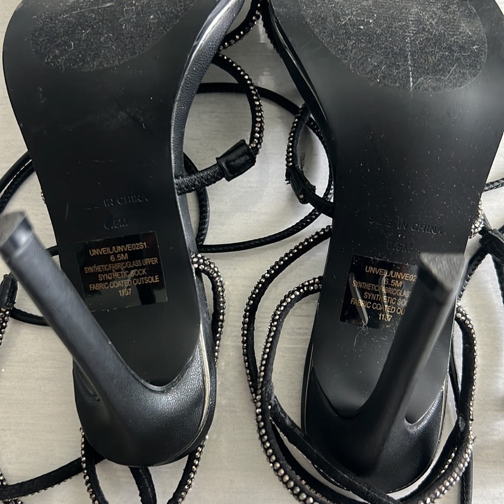 Steve Madden Women's Ankle Tie Heels Black - Size 6.5 - Picture 4 of 5